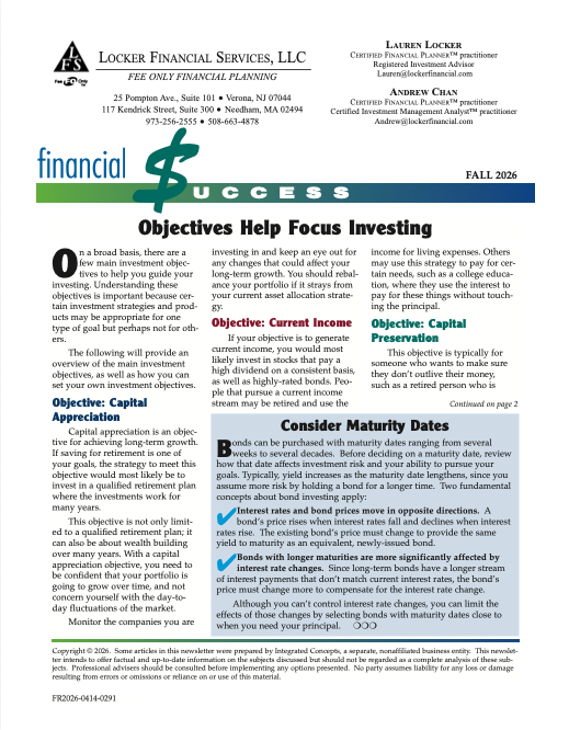 Fall 2026 Financial Success Newsletter